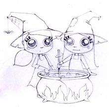 Dibujo para colorear : Las brujas gemelas
