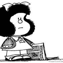 Dibujo de Mafalda con un periódico - Dibujos para Colorear y Pintar - Dibujos para colorear PERSONAJES - PERSONAJES COMIC para colorear - Dibujos para colorear MAFALDA