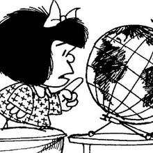 Dibujo de Mafalda y el globo - Dibujos para Colorear y Pintar - Dibujos para colorear PERSONAJES - PERSONAJES COMIC para colorear - Dibujos para colorear MAFALDA