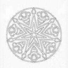 Dibujo para colorear : Mandala Gotas y estrellas