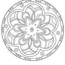 Dibujo para colorear : Mandala Rosetón y flores