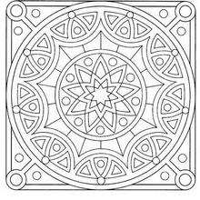 Dibujo para colorear : Mandala Estrellas, arcos y círculos