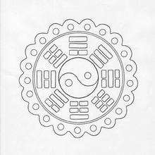 Dibujo para colorear : Mandala Rectángulos y círculos