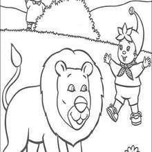 Dibujo para colorear : Noddy y el león