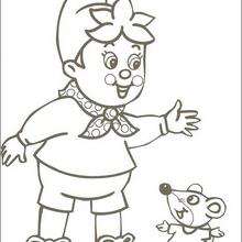 Dibujo para colorear : Noddy saludando a Ratón