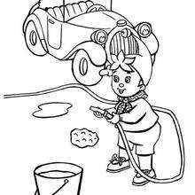 Noddy limpiando su coche - Dibujos para Colorear y Pintar - Dibujos para colorear PERSONAJES - PERSONAJES ANIME para colorear - Noddy para pintar