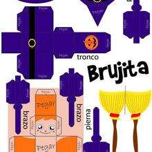 Papertoy Brujita de Halloween - Manualidades para niños - Papiroflexia facil - Personajes de papel para HALLOWEEN