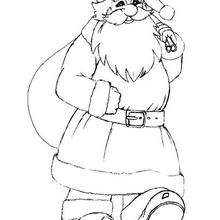 Dibujo para colorear : Santa Claus con su cesta