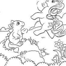 Dibujo para colorear : Pony y dragoncito
