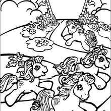 Dibujo de RAINBOW DASH, PINKIE PIE y otros ponies para colorear - Dibujos para Colorear y Pintar - Dibujos para colorear PERSONAJES - PERSONAJES ANIME para colorear - Mi pequeño Pony para colorear