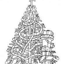 Dibujo Arbol de Navidad con guirnaldas para colorear - Dibujos para Colorear y Pintar - Dibujos para colorear FIESTAS - Dibujos para colorear de NAVIDAD - Dibujos para colorear ARBOL DE NAVIDAD
