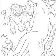 Dibujo para colorear : El leon con su cachorro