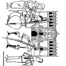 Cuarteto de cuerda y detrás la fachada de la Universidad Cisneriana - Dibujos para Colorear y Pintar - Dibujos infantiles para colorear - Instrumentos de Música: dibujos para colorear