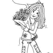 Dibujo de una jovencita con flores para colorear - Dibujos para Colorear y Pintar - Dibujos para colorear PERSONAJES - Dibujos para colorear y pintar PERSONAJES - Varios personajes para colorear