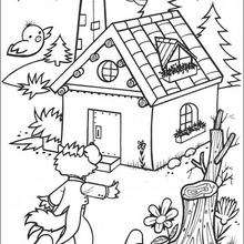Dibujo para colorear : Lobo y la casa de ladrillo