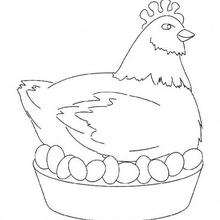Dibujos para colorear gallina incubando huevos 
